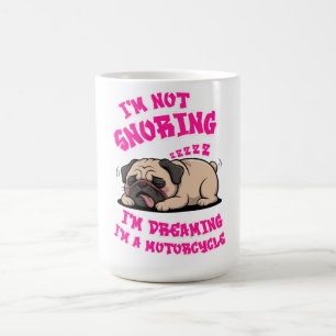 Funny Pug Snoring Motorcle Biker Hund älskare Gift Magisk Mugg