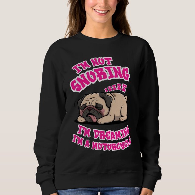 Funny Pug Snoring Motorcle Biker Hund älskare Gift T Shirt (Framsida)