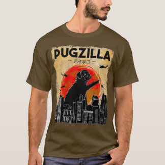 Funny Pug Tshirt Pugzilla Tshirt Rolig hund Pug T Shirt