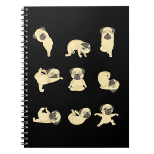Funny Pug Yoga Positions T-Shirt Anteckningsbok