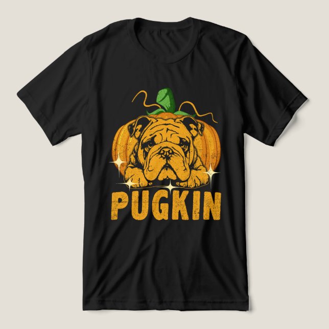 Funny Pugkin Pug Älskare T Shirt (Design Framsida)