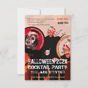 Funny Pulp Halloween Zombie Costume Cocktail Party Inbjudningar