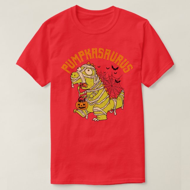 Funny Pumpkasaurus Pumpkin Dinosaur Mummy Hallowee T Shirt (Design framsida)
