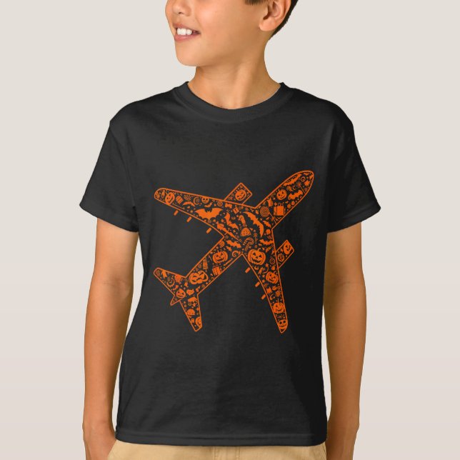 Funny Pumpkin Airplane Candy Halloween Mens Womens T Shirt (Framsida)