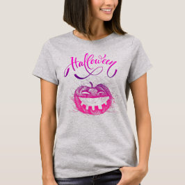 Funny Pumpkin Ansikte för Women Costume T-Shirt