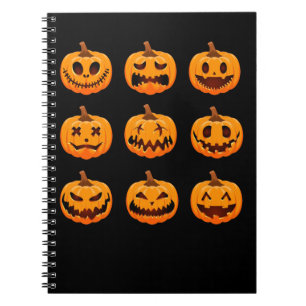 Funny Pumpkin Ansikte Scary Lycklig Ledsen Pumpkin Anteckningsbok