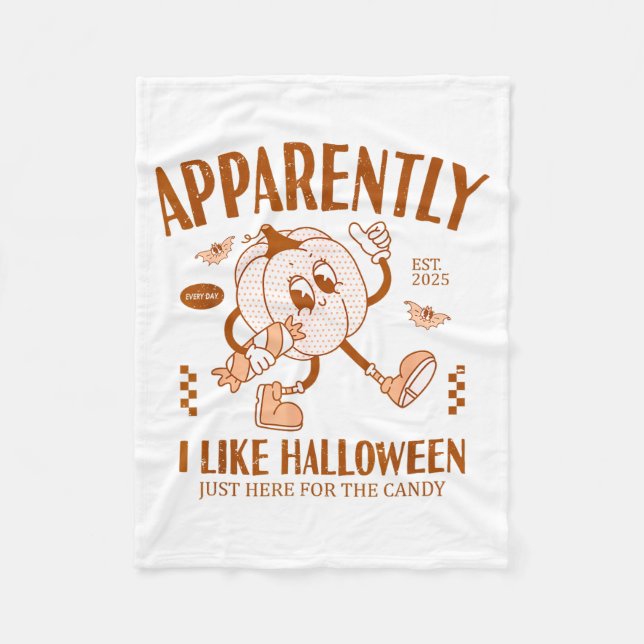 Funny Pumpkin Apparently, I Like Halloween  Fleecefilt (Framsidan)