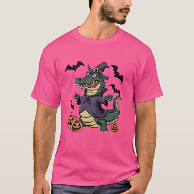 Funny Pumpkin Fladdermus Witch Costume Alligator H T Shirt (Framsida)