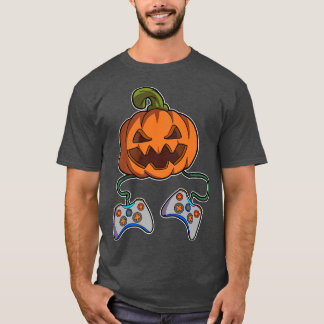 Funny Pumpkin Gamer Controllers Video Game Hallowe T Shirt