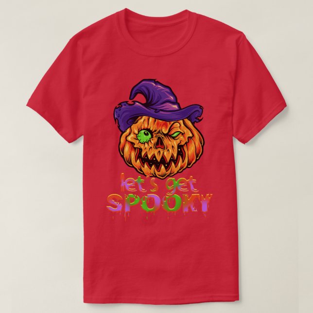 Funny Pumpkin Get Spooky Scary Halloween Witch Cos T Shirt (Design framsida)