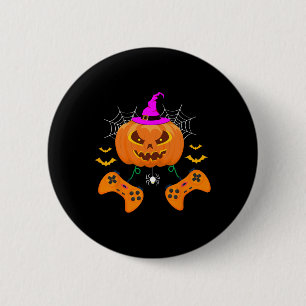 Funny Pumpkin Jack o lantern Video Gamer Knapp