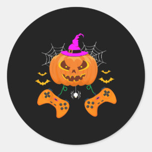 Funny Pumpkin Jack o lantern Video Gamer Runt Klistermärke