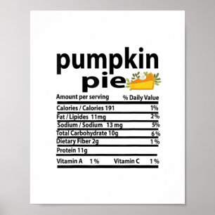 Funny Pumpkin Paj Nutrition Fact for Thanksgiving Poster