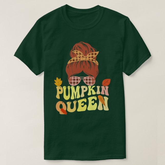 Funny PUMPKIN QUEEN Halloween Carver Dam Fall Car T Shirt (Design framsida)