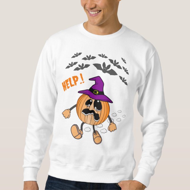 Funny Pumpkin rymmer spöket fladdermus Lång Ärmad Tröja (Framsida)