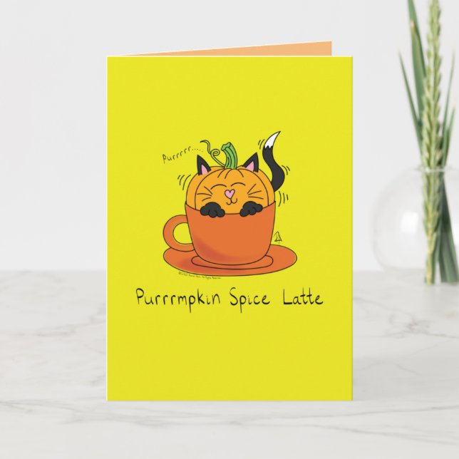 Funny Pumpkin Spice Latte Kattunge-kaffe Kort (Framsida)