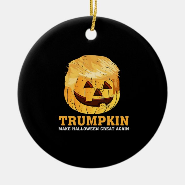 Funny Pumpkin Trumpkin Halloween Julgransprydnad Keramik (Framsidan)