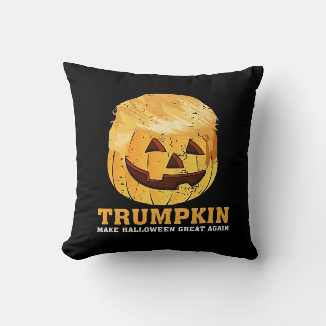 Funny Pumpkin Trumpkin Halloween Kudde (Framsida)