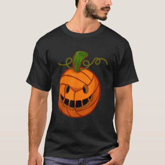 Funny Pumpkin Volleyball Halloween Girls T Shirt