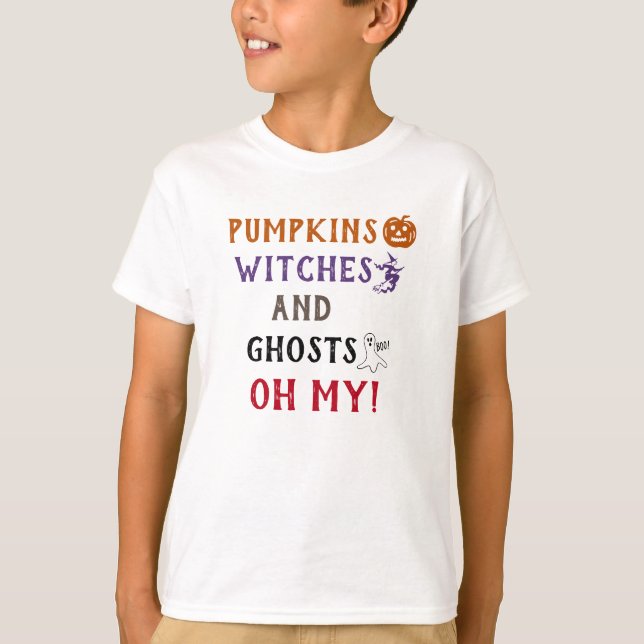 Funny Pumpkins Witches Spöken Oh My Quote T Shirt (Framsida)