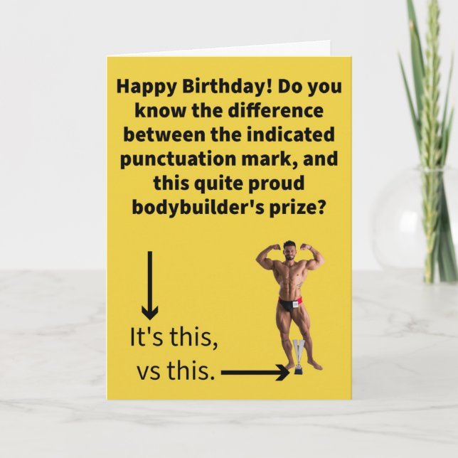Funny Pun Apostrophe vs A Pose Trophy Birthday Kort (Framsida)