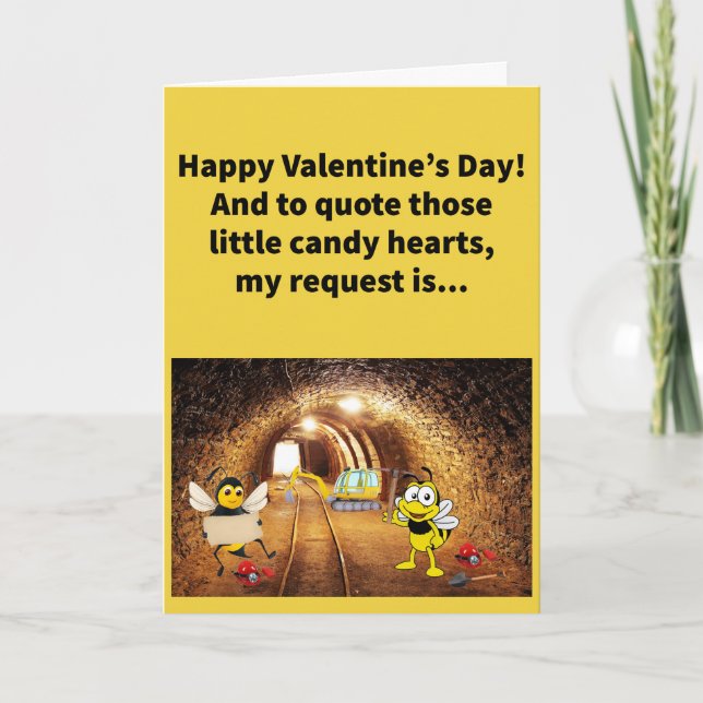 Funny Pun Bee Mine Happy Valentine Day Kort (Framsida)