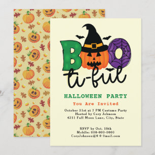 Funny Pun Boo ti ful Benice Halloween fest Inbjudningar