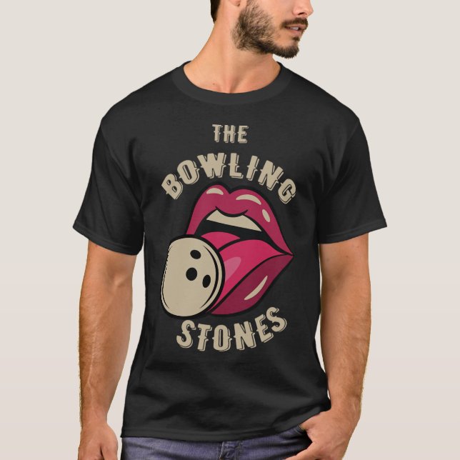 Funny Pun Bowling Stone  T Shirt (Framsida)