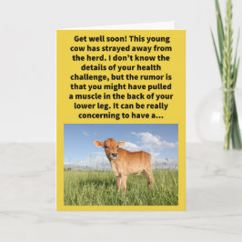 Funny Pun Calf Straying Get well Kort