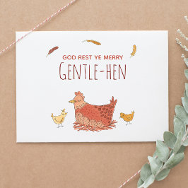 Funny Pun Chicken-julfoto Helg Vykort