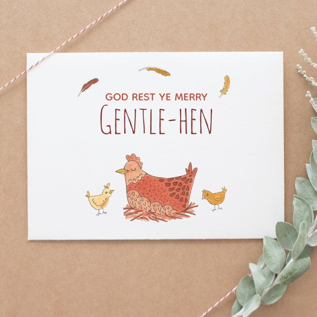 Funny Pun Chicken-julfoto Helg Vykort (Skapare uppladdad)