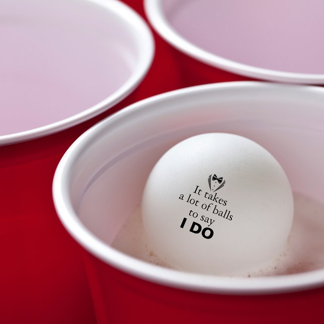 Funny Pun Groom Bow Tie Namn Bröllop Datum Pingisboll (Personalized beer pong balls for the groom.)