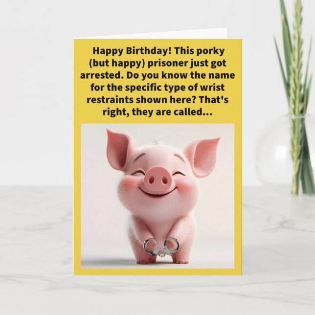 Funny Pun Ham Cuffs Grattis på födelsedagen Kort (Framsida)