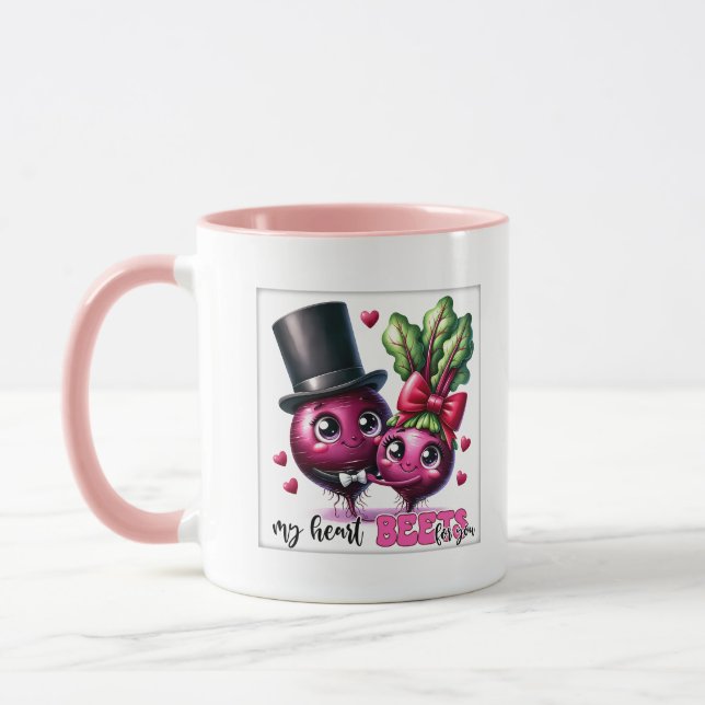 Funny pun heart beets word art  mugg (Vänster)
