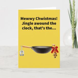 Funny Pun Jingle Bell Wok God jul Kort