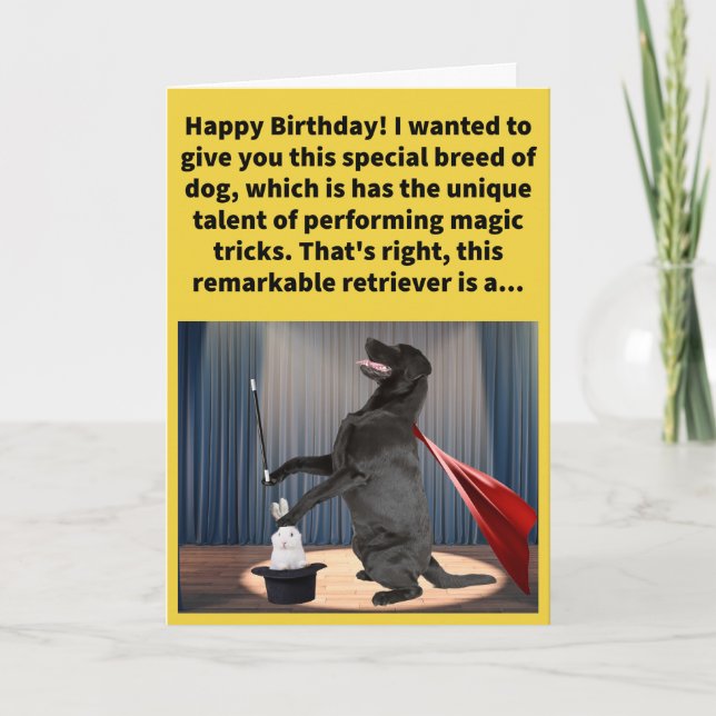 Funny Pun Labracadabor Grattis på födelsedagen Kort (Framsida)