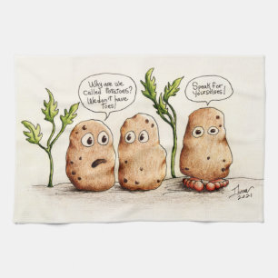 Funny Pun-potatis Kökshandduk