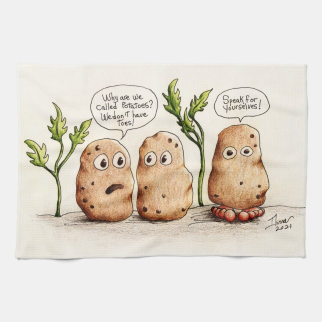 Funny Pun-potatis Kökshandduk (Horisontell)