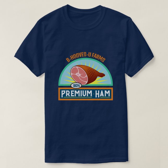 Funny Pun "Premium Ham" Navy T-Shirt (Design framsida)