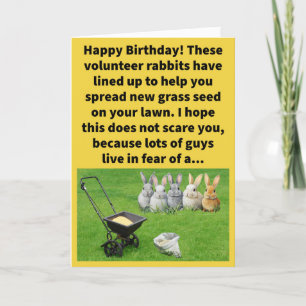 Funny Pun Re-seeding Hare Line Grattis på födelsed Kort
