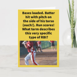 Funny Pun Ribbie Baseball Hälsning Kort