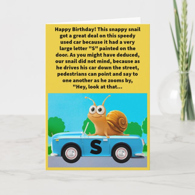 Funny Pun S Car Go Grattis på födelsedagen Kort (Framsida)