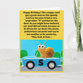 Funny Pun S Car Go Grattis på födelsedagen Kort