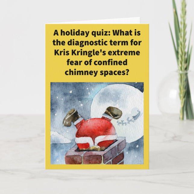 Funny Pun Santaclaustrophobia God jul Kort (Framsida)