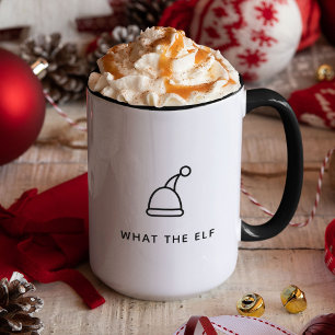 Funny Pun Simple Minimalist Helgdag What Elf Mugg