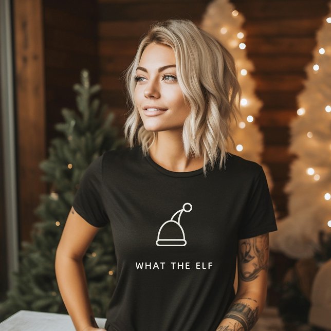 Funny Pun Simple Minimalist Helgdag What Elf T Shirt (Skapare uppladdad)