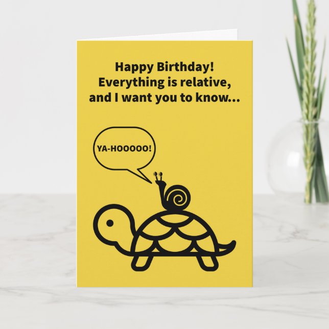 Funny Pun Snigel Riding Turtle Relative Birthday Kort (Framsida)