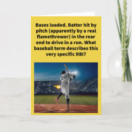 Funny Pun Springa har slagits ned i Baseball Hälsn Kort