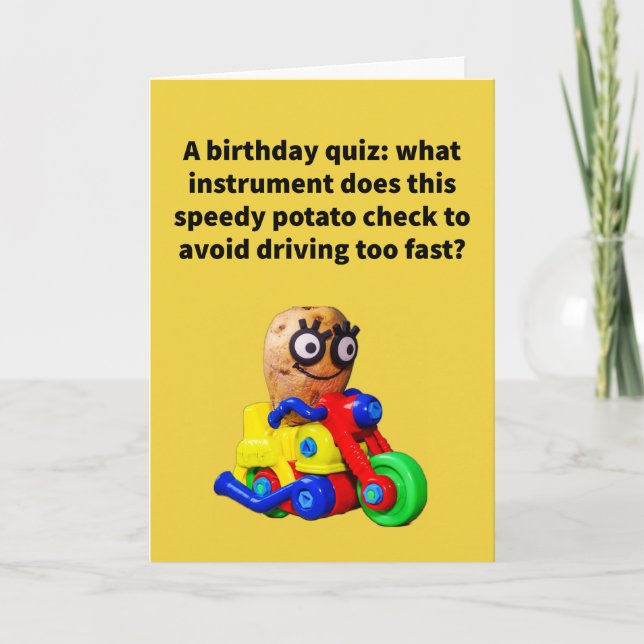 Funny Pun Spud-O-Meter Birthday Kort (Framsida)