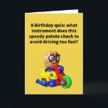 Funny Pun Spud-O-Meter Birthday Kort<br><div class="desc">Min dotter Ashley och jag skalade potatis till vår Thanksgiving-fest, och hon varnade mig för att inte skala för fort och att jag kunde använda en "spud-o-meter" för att behålla min rytm under kontroll. Jag sökte efter ett potatisfoto som skulle passa hennes vackra premiss, och jag hoppas att jag gjorde...</div>